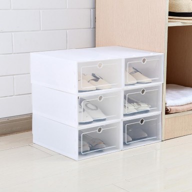 Pack 6 cajas para zapatos blancas apilables Zapateros