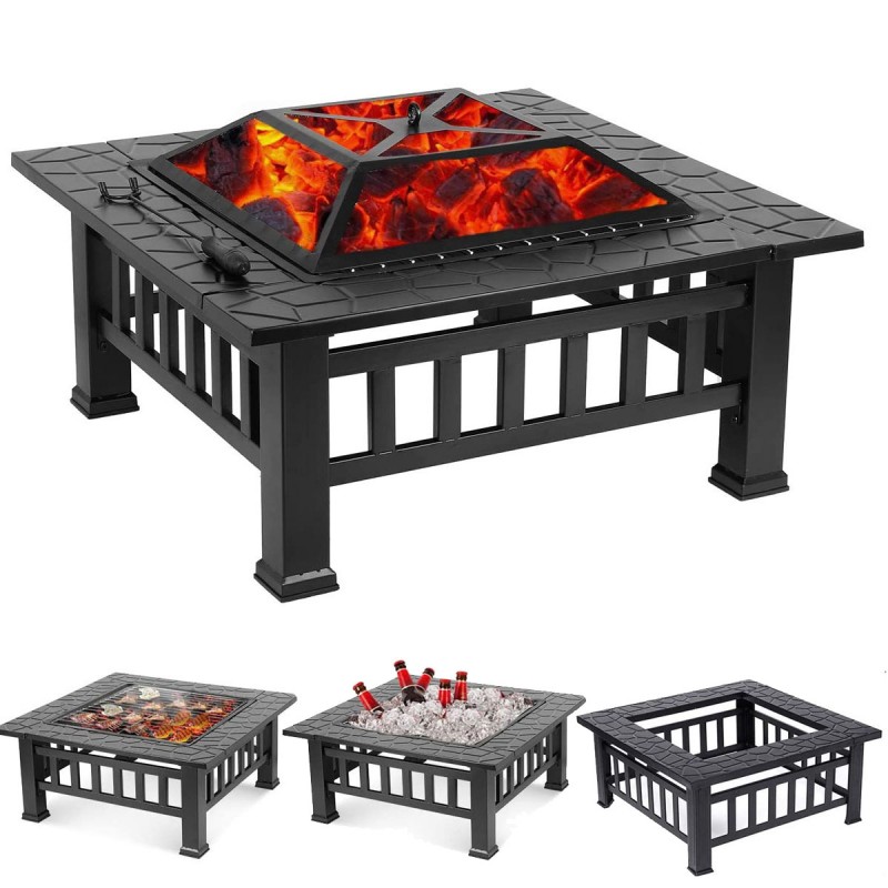 Fogon Brasero metalico 3 en 1 Terraza y Jardin