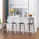 Pack 2 Taburetes Tolix con Base de madera y Respaldo Blanco Inicio