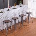 Pack 2 Taburetes Tolix con Base de madera y Respaldo METAL Inicio