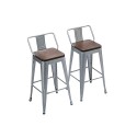 Pack 2 Taburetes Tolix con Base de madera y Respaldo METAL Inicio