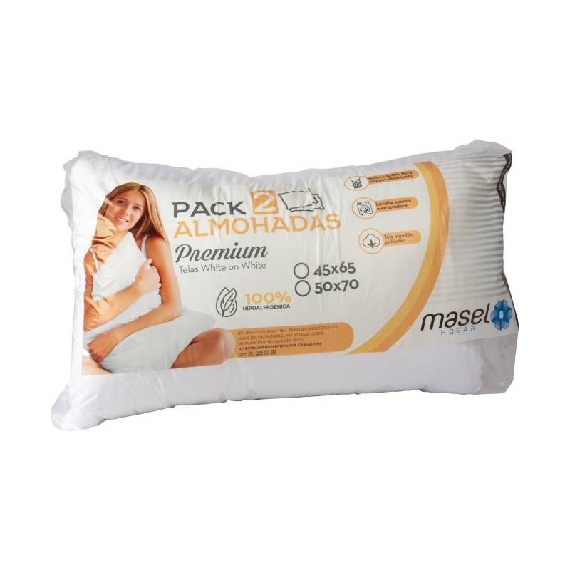 Pack 2 almohadas hollofil premium 50x70 cm. Masel Almohadas