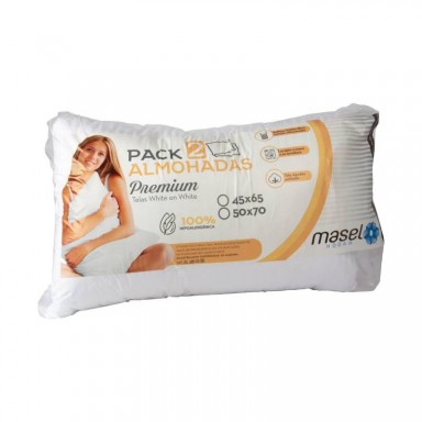 Pack 2 almohadas hollofil premium 50x70 cm. Masel Almohadas