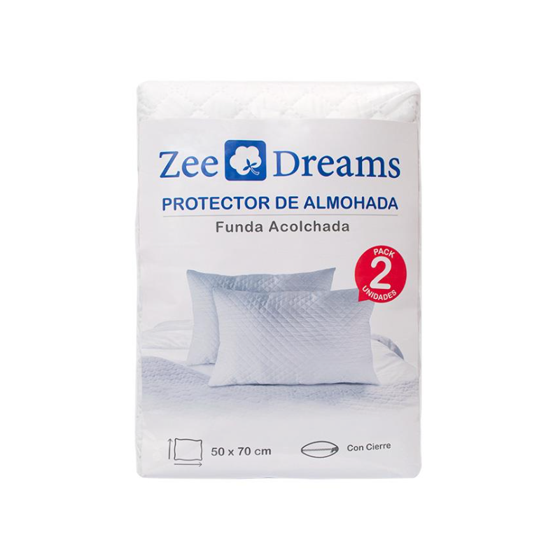 Pack 2 Protectores de almohada 50x70 funda acolchada Zee Dreams Almohadas