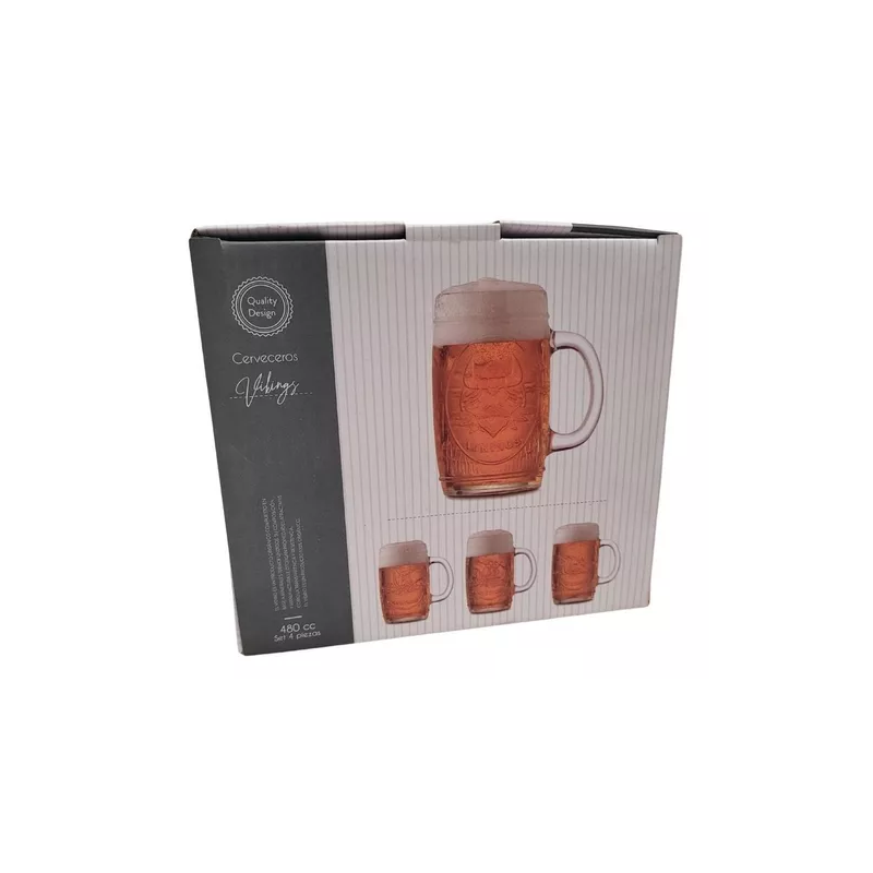 Set De 4 Vasos Cerveceros Vikings 480 Cc, Allegra Inicio