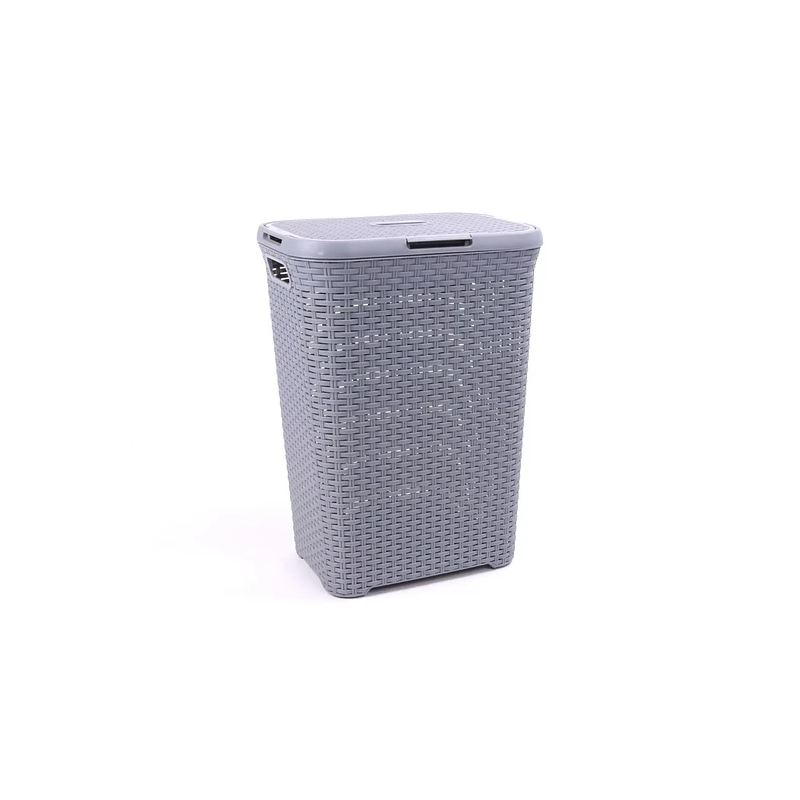 Cesto Modelo Ratan 62 Lts con tapa gris, Reyplast Organización