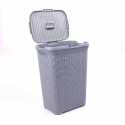 Cesto Modelo Ratan 62 Lts con tapa gris, Reyplast Organización