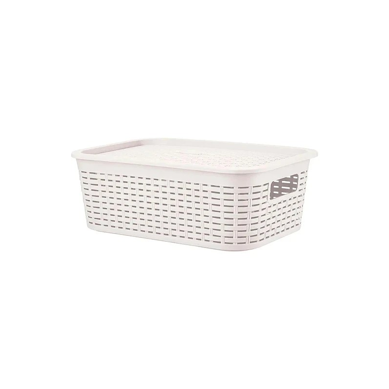 Canastilla organizadora Tavarua con tapa 13L Blanco Reyplast Organización