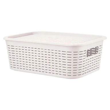 Canastilla organizadora Tavarua con tapa 13L Blanco Reyplast Organización