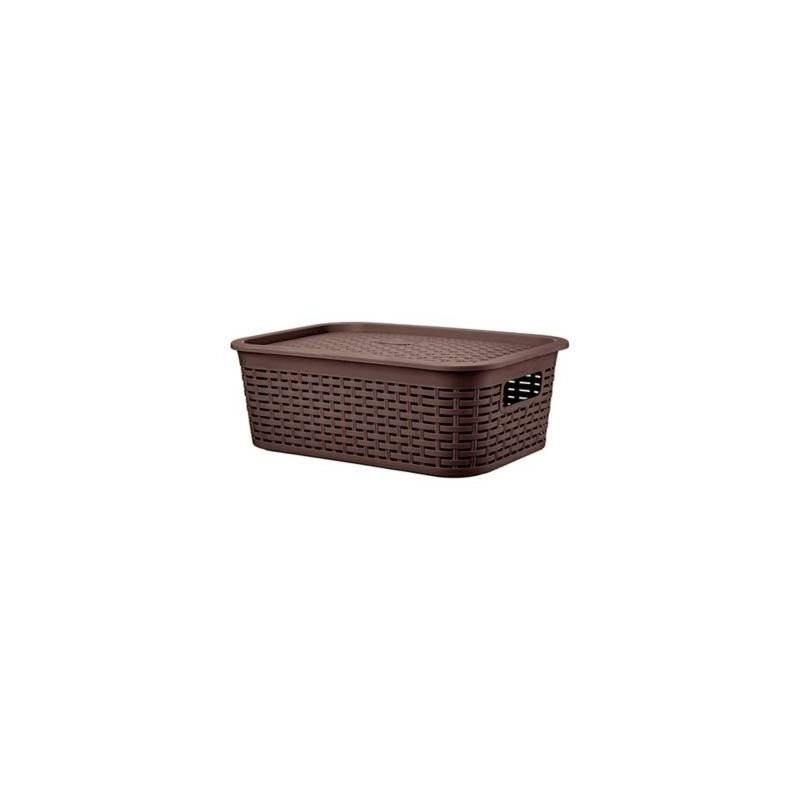 Canastilla Tavarua con Tapa 13L Marron Reyplast Organización
