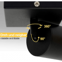 Foco porta gu10 doble negro sobrepuesto LED Iluminación