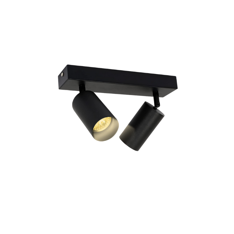 Foco porta gu10 doble negro sobrepuesto LED Iluminación