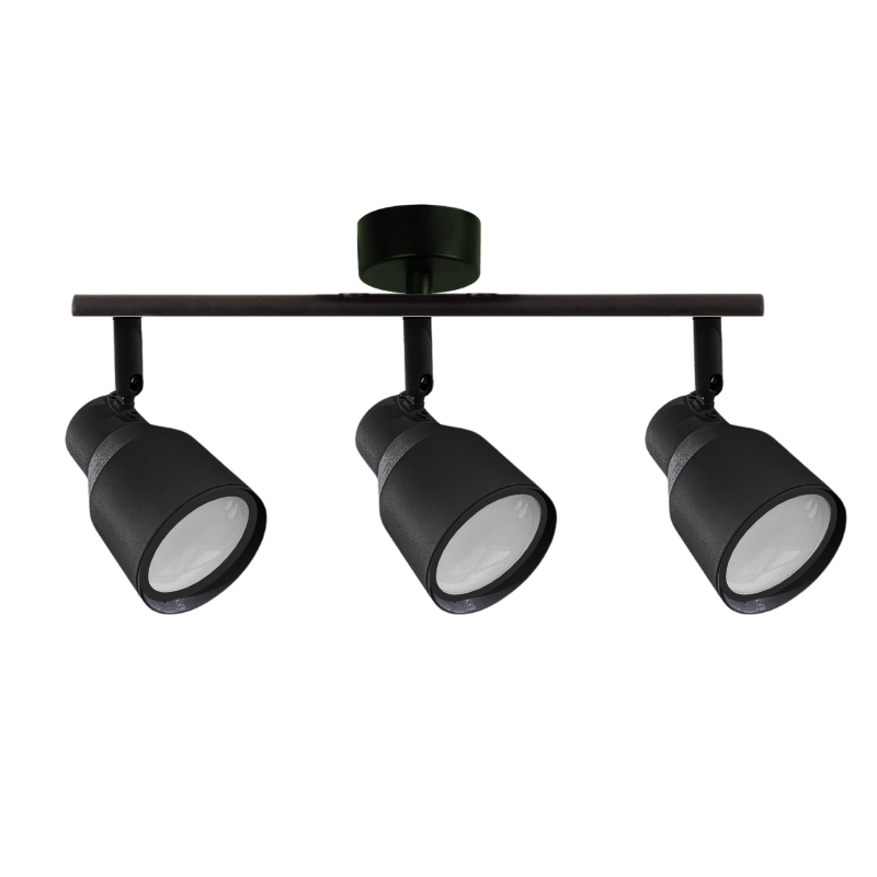Foco porta gu10 triple negro sobrepuesto led modelo híades konnergie Iluminación