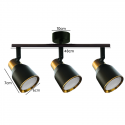 Foco porta gu10 triple negro-dorado sobrepuesto led modelo híades Iluminación