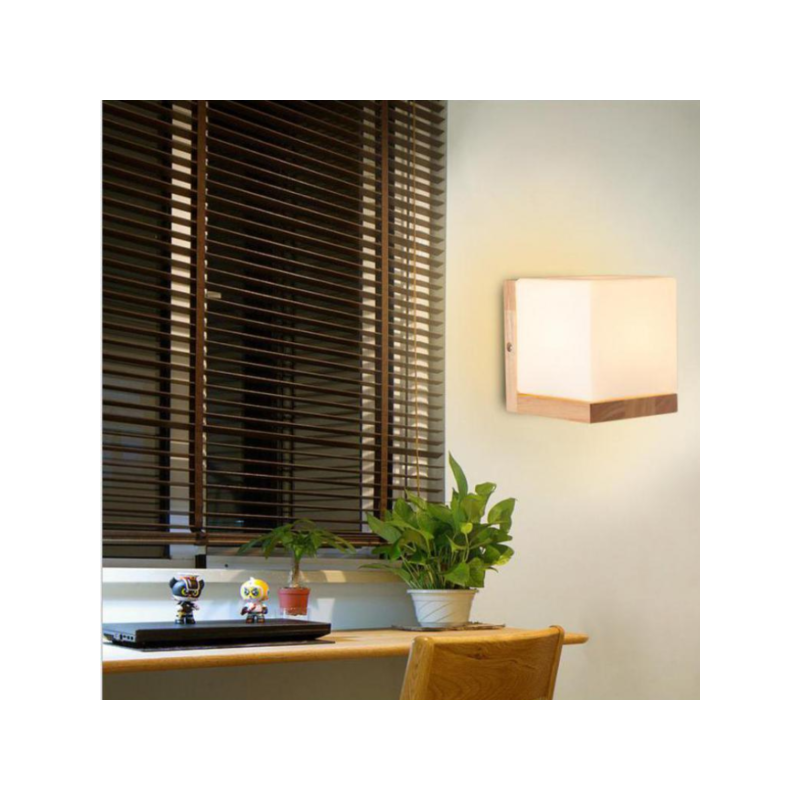 Apliqué cuadrado porta ampolleta e27 d modelo madera Tahti III Iluminación
