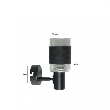 APLIQUE NEGRO SIMPLE PORTA E14 NEGRO LED MODELO ZAURAK KONNERGIE Iluminación
