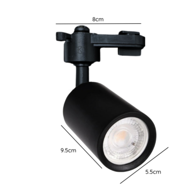 Foco porta gu10 negro a riel monofásico modelo Aquila Iluminación