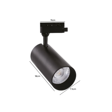 FOCO PROYECTOR NEGRO LED MODELO ALTAIR A RIEL MONOFASICO 20W 3000K KONNERGIE Iluminación