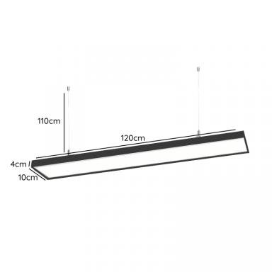 Lineal negro abs 1200x100x70 48w 3000k algol Konnergie Iluminación
