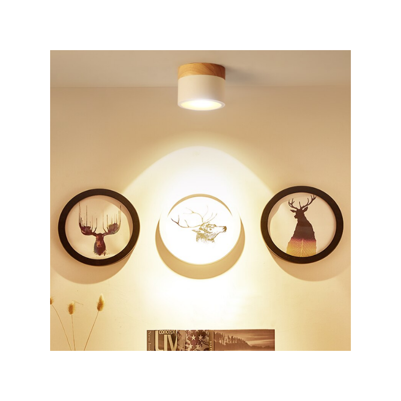 Panel decorativo sobrepuesto blanco y madera 6w frio 6000k Konnergie Iluminación