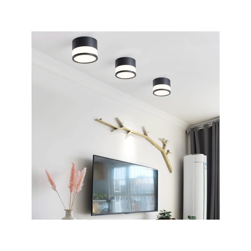 Panel decorativo sobrepuesto negro moderno 7w frio 6000k Iluminación