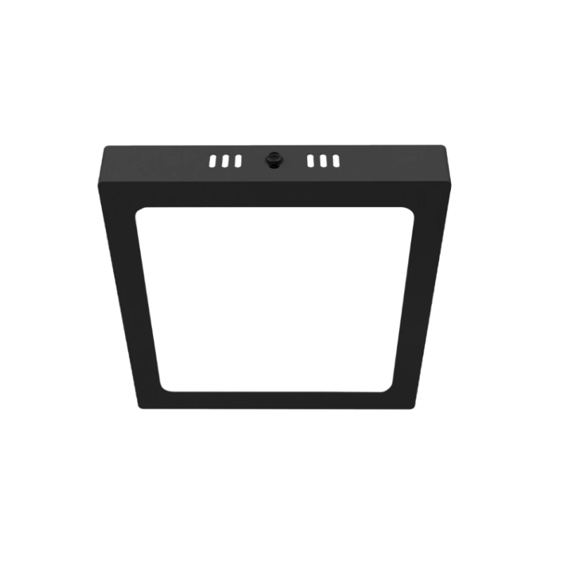 PANEL SOBREPUESTO NEGRO PRO CUADRADO 12W CALIDO 3000K KONNERGIE Iluminación