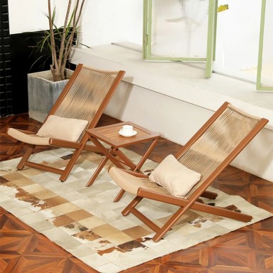 Juego 2 reposeras plegables mesa color Madera Juegos de Terraza