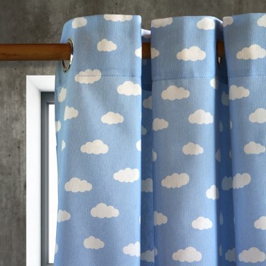 Cortina Argolla Lona Española Nubes Azul. Masel Cortinas