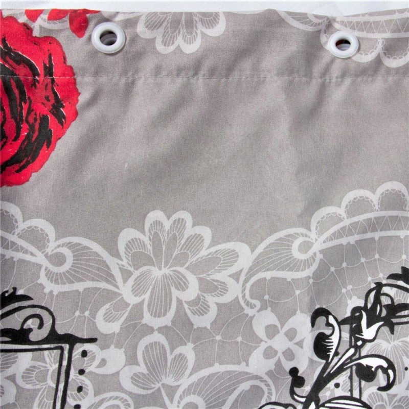 Cortina Baño Rosas Bicolor microfibra 180 cm Negro. Masel Inicio