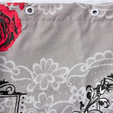 Cortina Baño Rosas Bicolor microfibra 180 cm Negro. Masel Inicio