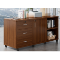 Gabinete con 3 cajones y ruedas color Caoba Inicio