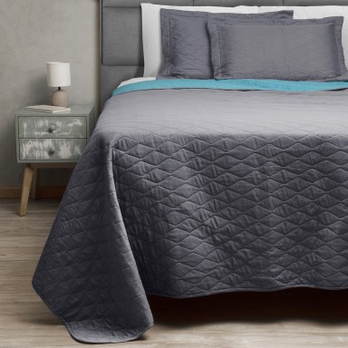 Quilt Bicolor 2,5 plazas Gris Turquesa. Masel Inicio