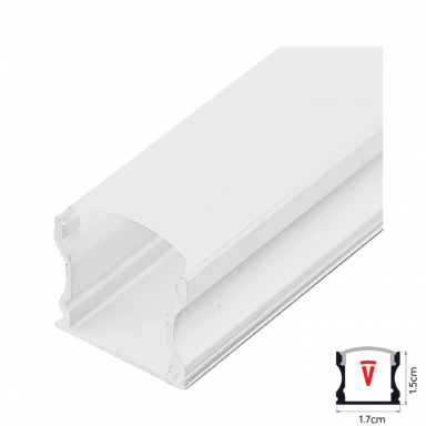 PERFIL 2M BLANCO DIFUSOR 055MM MOD 613 PLANO ALTO SOBREP TAPA Y HEBILLAS KONNERGIE Iluminación