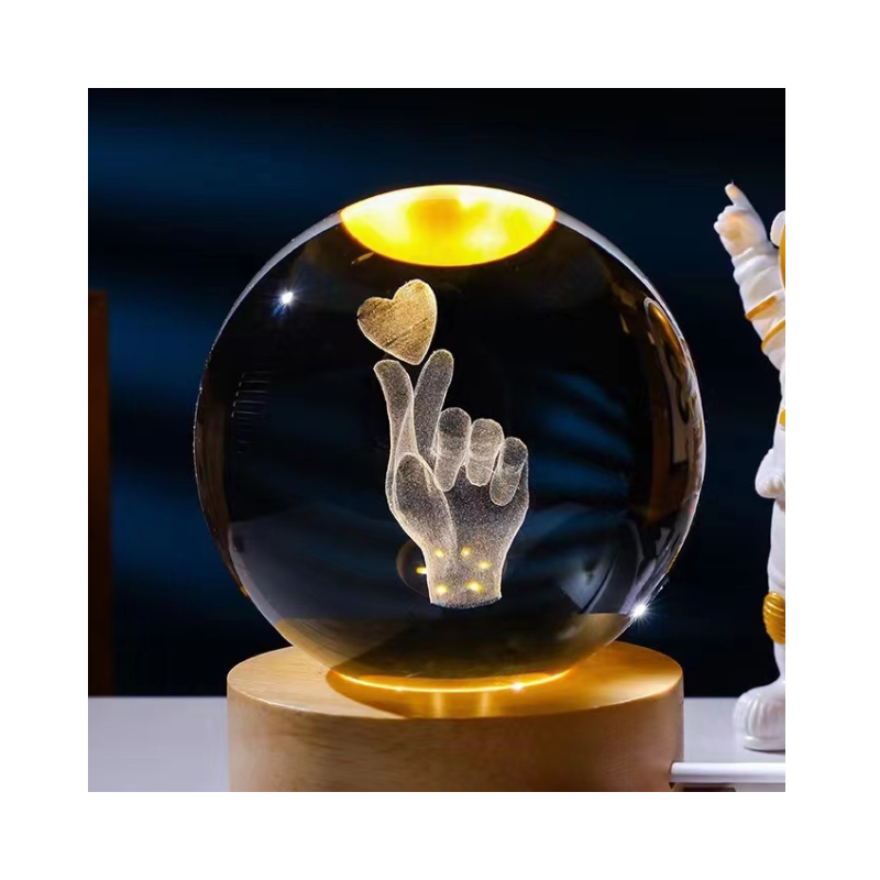 LAMPARA DE MESA LED BOLA DE CRISTAL 6 AMOR 3000K DC5V USB 1W KONNERGIE Iluminación