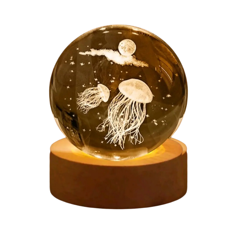 LAMPARA DE MESA LED BOLA DE CRISTAL 6 MEDUSA 3000K DC5V USB 1W KONNERGIE Iluminación