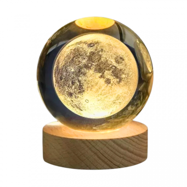 LAMPARA DE MESA LED BOLA DE CRISTAL 8 LUNA 3000K DC5V USB 1W KONNERGIE Iluminación