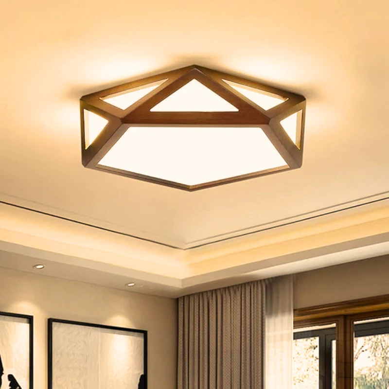 Lámpara LED Pentágono Sobrepuesta 36W 300mm MDF Oscura 3K-4K-6K Modelo SAIHP Konnergie Inicio