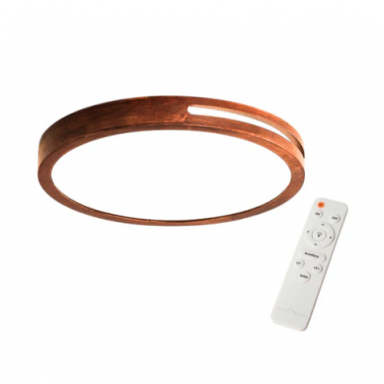 Lampara Redonda Sobrepuesta Madera Oscura con control 30cm 24w+24W Inicio