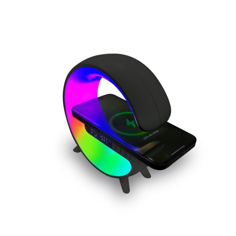 Parlante MY LIL G 5 en 1: Cargador inalámbrico +Luz RGB+Reloj+Alarma+Sonido Sueño Negro MLAB Inicio