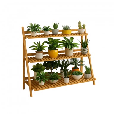 Pérgola Rack Para Terrazas de Bambu. Tres niveles. Inicio