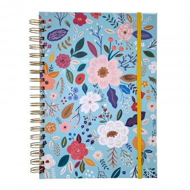 Cuaderno Flores Fondo Celeste Inicio