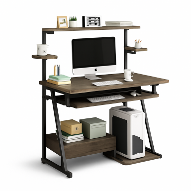 Escritorio 3 niveles Dark Wood Home Office