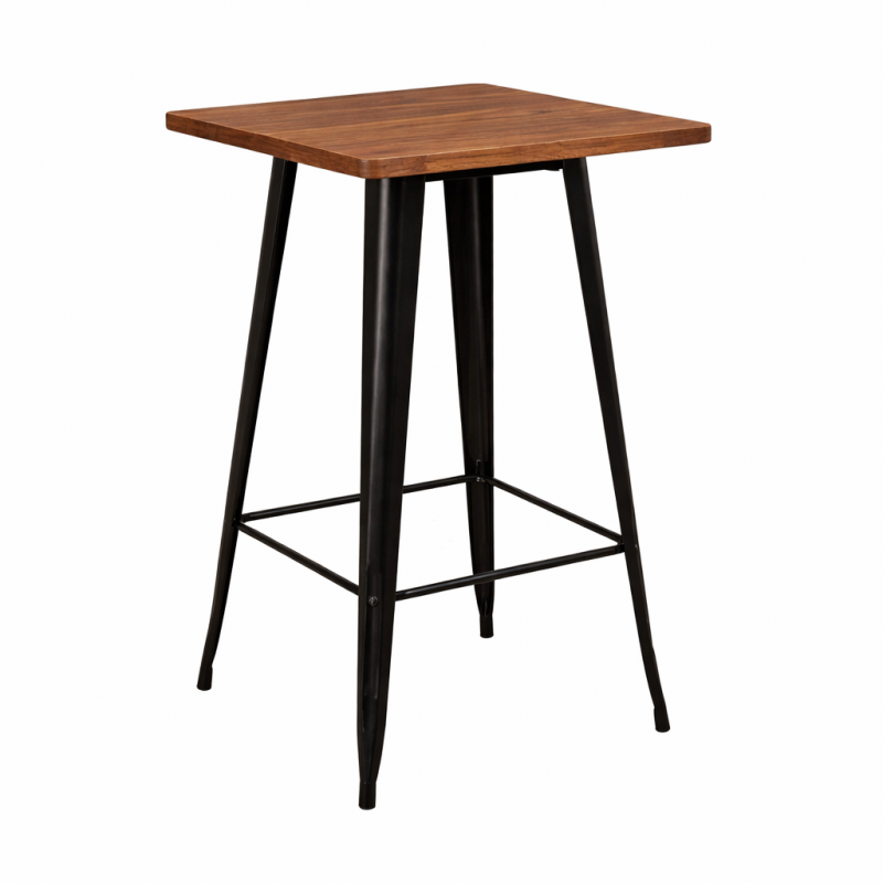 Mesa Bar tolix negra cubierta madera Inicio