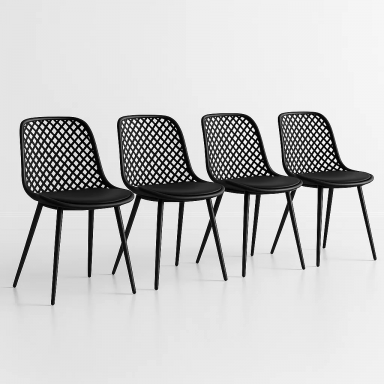 Pack de 4 Silla Europa Acolchada - Negra Sillas de Comedor
