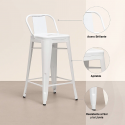 Taburete Tolix Blanco con Respaldo. Pack 4 unidades. Inicio