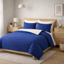 Quilt Velvet Termico Sherpa Azul KING Cubrecamas y Quilts