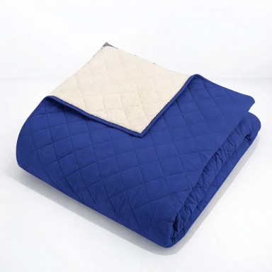 Quilt Velvet Termico Sherpa Azul 2Plazas Cubrecamas y Quilts