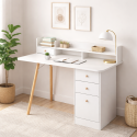 Escritorio Nordico Con Estanteria 3 Cajones Blanco Escritorios