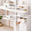 Escritorio Nordico Con Estanteria 3 Cajones Blanco Escritorios