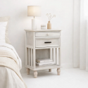 Velador Vintage Provenza 2 cajones Blanco Veladores
